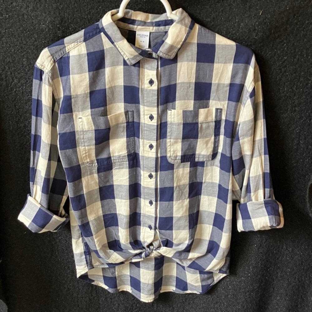 🌿 NWT ARIZONA JEAN YOUTH XL (16) PLAID BUTTON DOWN SHIRT